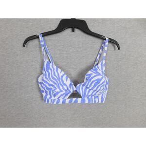 Shade & Shore Bikini Top 34D Purple White Zebra Print Underwire Padded Cups